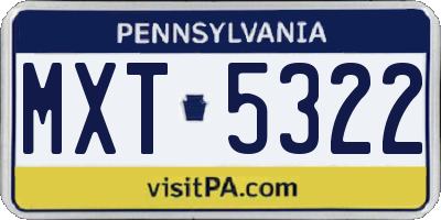 PA license plate MXT5322