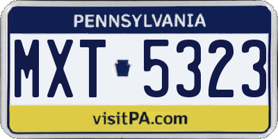 PA license plate MXT5323
