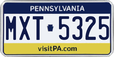 PA license plate MXT5325