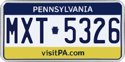PA license plate MXT5326
