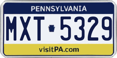PA license plate MXT5329