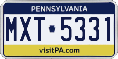 PA license plate MXT5331