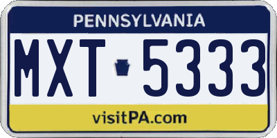 PA license plate MXT5333