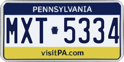 PA license plate MXT5334