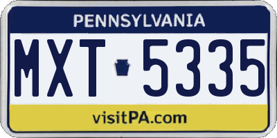 PA license plate MXT5335