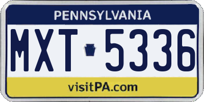 PA license plate MXT5336