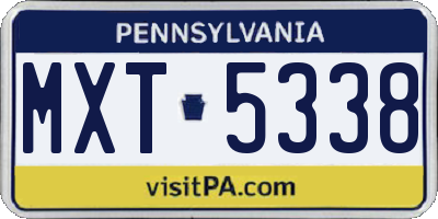 PA license plate MXT5338