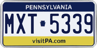 PA license plate MXT5339