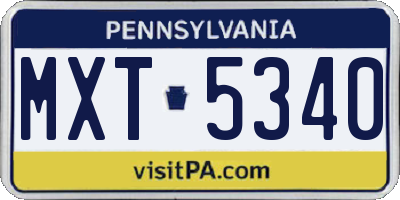 PA license plate MXT5340