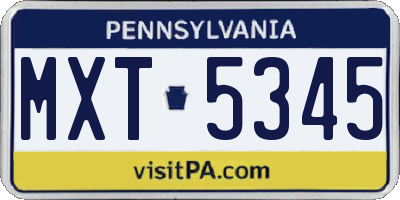 PA license plate MXT5345