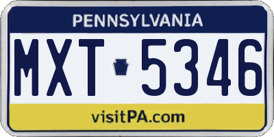 PA license plate MXT5346