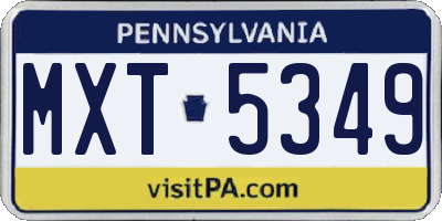PA license plate MXT5349