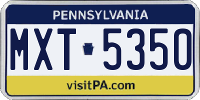 PA license plate MXT5350