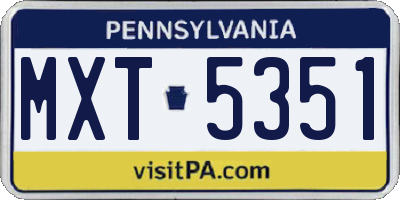 PA license plate MXT5351