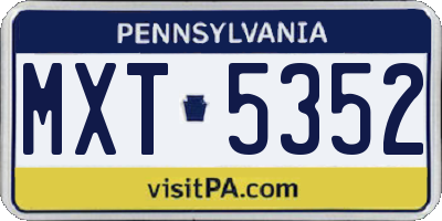 PA license plate MXT5352