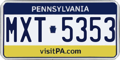PA license plate MXT5353