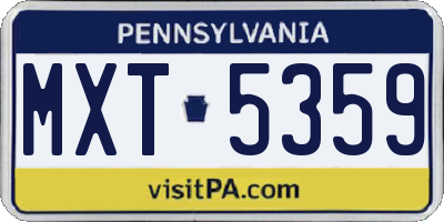PA license plate MXT5359