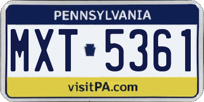 PA license plate MXT5361