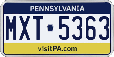 PA license plate MXT5363
