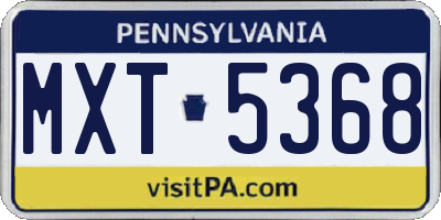 PA license plate MXT5368