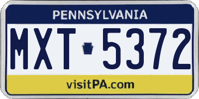 PA license plate MXT5372