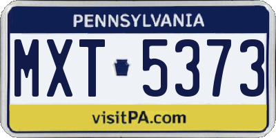 PA license plate MXT5373