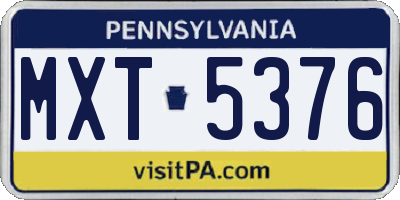 PA license plate MXT5376