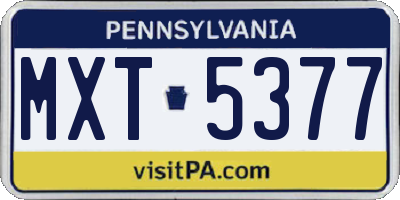 PA license plate MXT5377