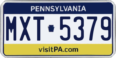 PA license plate MXT5379