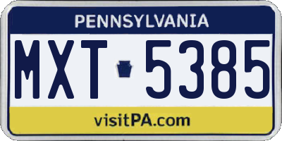 PA license plate MXT5385