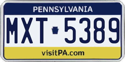 PA license plate MXT5389