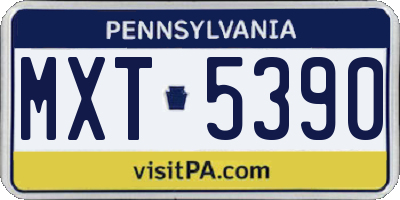 PA license plate MXT5390