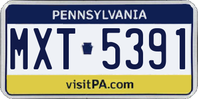 PA license plate MXT5391