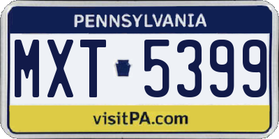 PA license plate MXT5399