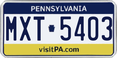 PA license plate MXT5403