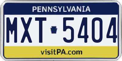PA license plate MXT5404