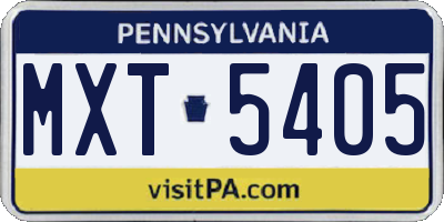 PA license plate MXT5405