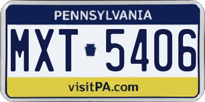 PA license plate MXT5406