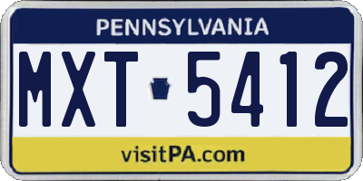 PA license plate MXT5412