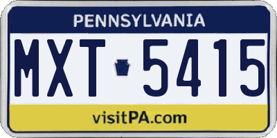 PA license plate MXT5415