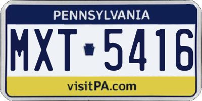 PA license plate MXT5416