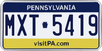 PA license plate MXT5419