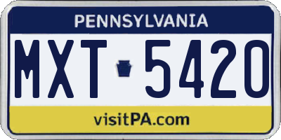PA license plate MXT5420
