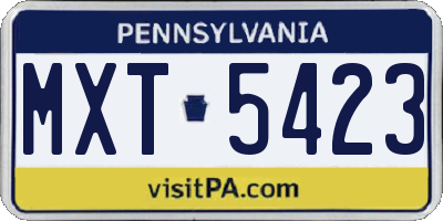 PA license plate MXT5423