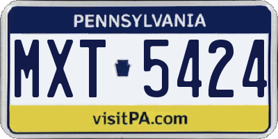 PA license plate MXT5424