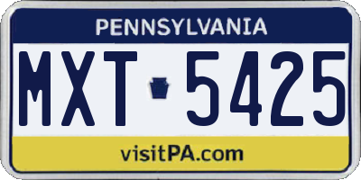 PA license plate MXT5425