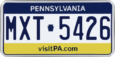 PA license plate MXT5426