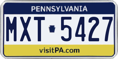 PA license plate MXT5427
