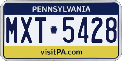 PA license plate MXT5428