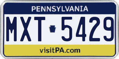 PA license plate MXT5429